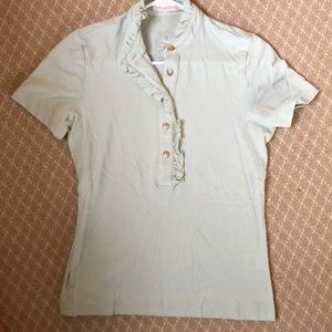 Tory Burch mint green ruffle polo